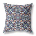 Palacedesigns 16 in. Cloverleaf Indoor Outdoor Zippered Throw Pillow Gray Blue & Orange PA3103403